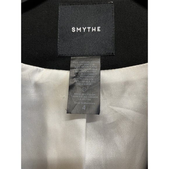 Smythe Women's Long Shawl Collar Blazer Size 4 in Black Wool Blend - Picture 4 of 13